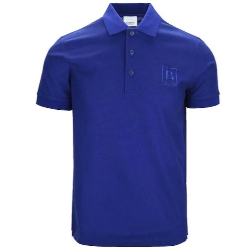 Burberry Men’s Gateforth Letter Graphic Polo Shirt Cotton In Bright Blue